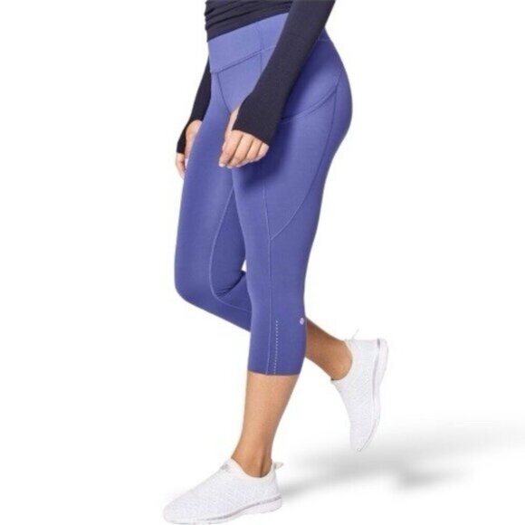 Lululemon Fast. &. Free. Crop II *Nulux 19" Stony Grape Size 4 - Picture 3 of 8